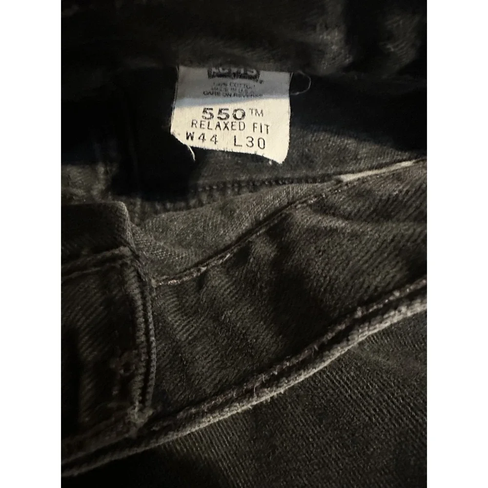 Levis 550 Jeans Mens 44x30 Black Dark Wash Cotton Relaxed Fit Denim Workwear